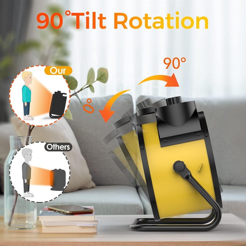 Elevoke Space Heaters for Indoor Use, 1500W PTC Electric Heater with 90°Adjustable Angle, Fast Safety Heat, Small Portable Heater for Office Home (yellow) - Image 3